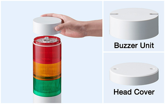 Screw-secured Head Cover and Buzzer Unit are available as options.