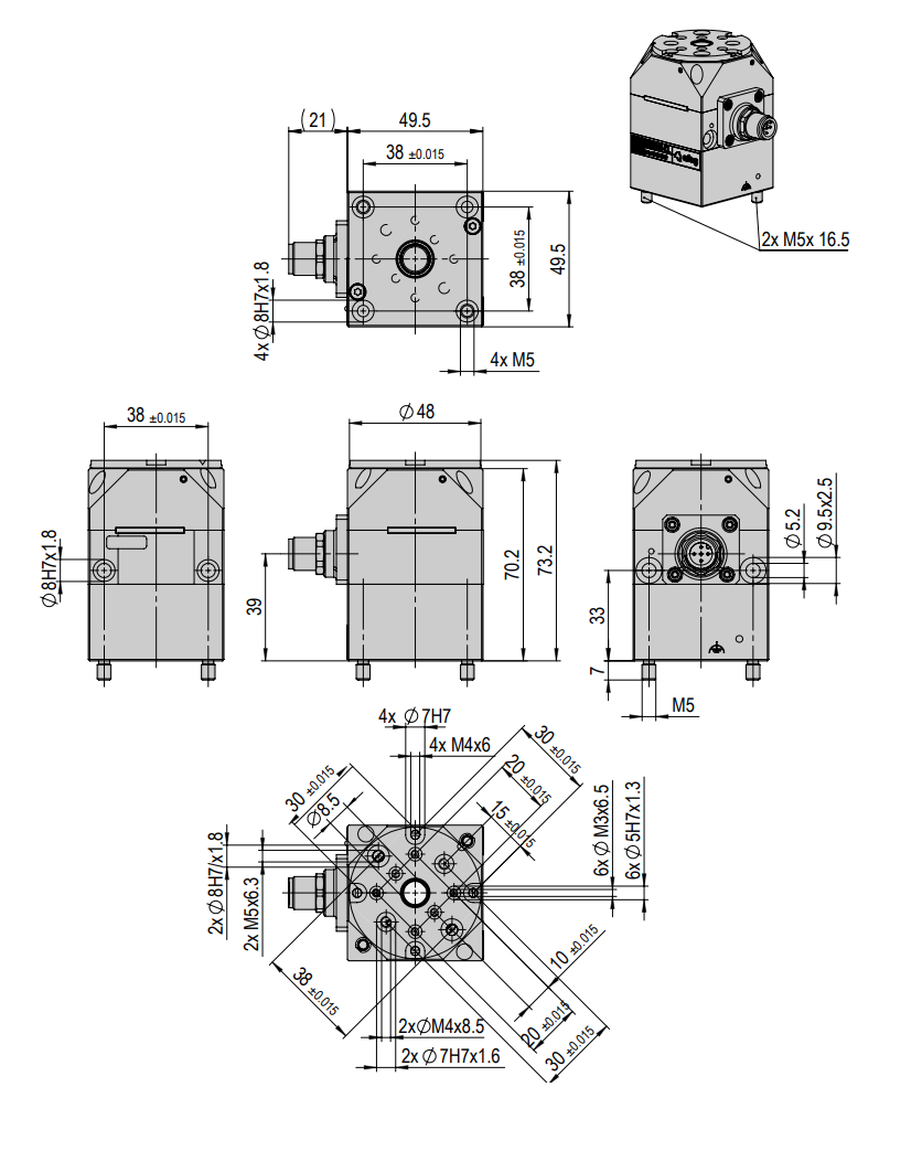 Series SREH-50 IOL Smart Rotary Module Dimensions