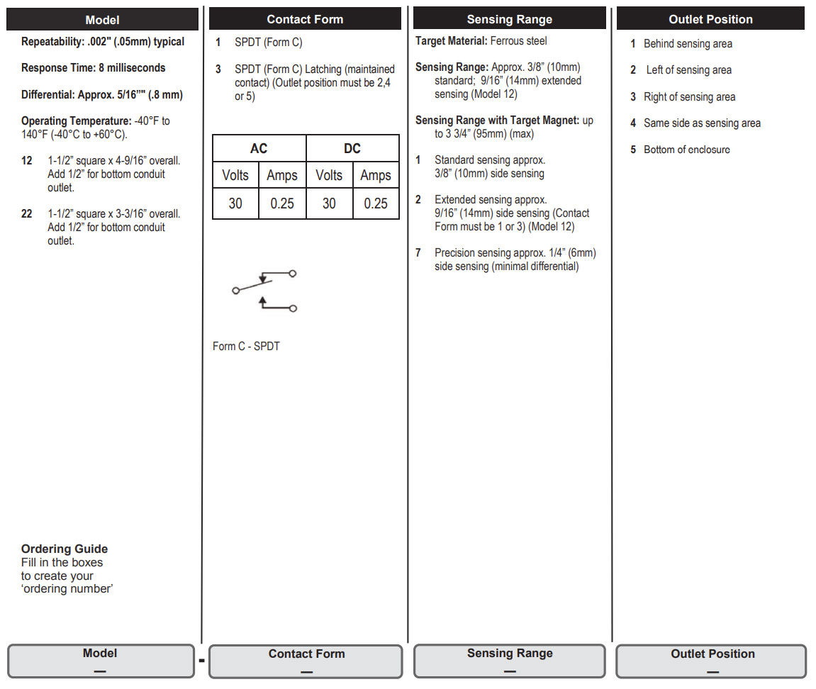 GO Switch Model 22 Limit Switch Proximity Sensor TopWorx Ordering Guide