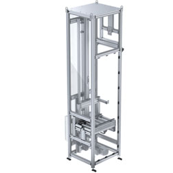 Robotunits Lift Station with Powered Roller Conveyor