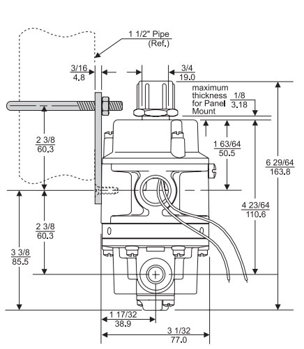 Rotork Fairchild Model T5700 Electro-Pneumatic Transducer Dimensions