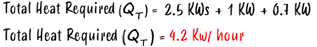 total heat required formula